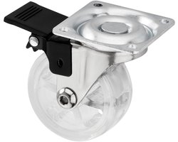 Design meubelwiel SHIFT-Ø 50 mm transparant met rem, belastbaar tot 35 kg, hoogte 64 mm Zwenkwiel van SOTECH