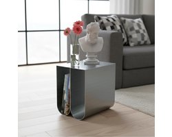 Design Modulair Bijzettafel & Nachtkastje Arc - Hoogwaardig RVS 304 - Geborsteld Satijn - 37.5x26x34 cm