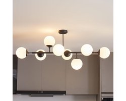 Design plafondlamp zwart met melkwit glazen bollen - Osem