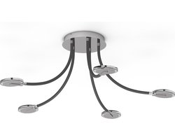 Design plafonnière Turound | 5 lichts | staal en transparant glas | Ø 11 cm kap | 33 cm hoog | draai- en kantelbaar | led | moderne stijl