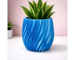 Design Plantenpot 10 cm – Paars/Blauw – Waterdicht – Moderne Ribbelstructuur – PETG