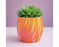Design Plantenpot 10 cm – Paars/Goud – Waterdicht – Luxe Ribbelstructuur – PETG