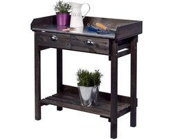 Design plantentafel met 2 laden - multifunctioneel - 1 stuk - zwart - massief sparrenhout - 79 x 39 x 90 cm