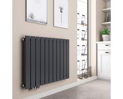 Design Radiator 630 x 850 mm - Antraciet, Horizontaal, Paneelradiator met Zijaansluiting