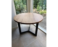 Design salontafel – Eikenhouten blad – Stalen frame – 45x60x60 cm