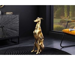 Design Sculptuur GREYHOUND 70cm goud metaal aluminium greyhound beeldje - 45170