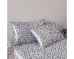 Design Set van 2 satijnen kussenslopen met luipaardpatroon, superzacht kussensloop met ritssluiting voor bed, bank, bank