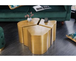 Design set van 3 bijzettafels ORGANIC 80cm messing metalen boomstam salontafel handgemaakt - 42777