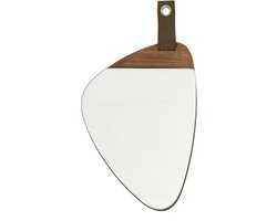 Design Spiegel van Hout en Glas - 20 x 25 x 1 cm - Modern Vormgegeven Spiegel - Decoratief Wandaccessoire - Bruin