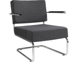 Design stoel of fauteuil gestoffeerd met wollen viltstof kleur antraciet