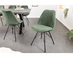Design stoel SCANDINAVIA MEESTERSTUK groen koord zwart metalen frame - 43698