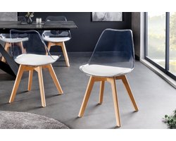 Design Stoel SCANDINAVIA MEISTERSTÜCK transparant wit kunststof beukenhout naturel - 44164