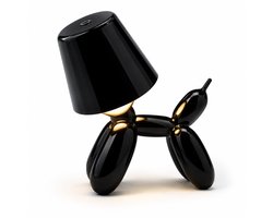 Design Tafellamp Hond – Draadloos Oplaadbaar – Touch Bediening – 3 Lichtkleuren – Dimbaar – LED Tafellamp – Zwart