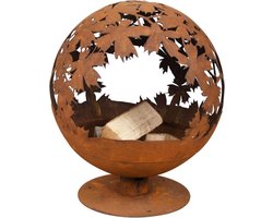 Design Terrashaard – Vuurbal – Bladeren - Roestkleurig - 55,8x57x66cm