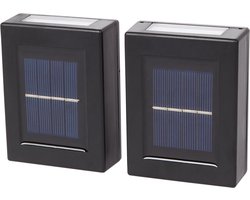 Design Up & Down Solar Outdoor Lights - Zwart - Kunststof - Set van 2 buiten wandlampen - Wall lights - Outdoor lampen - Warm Wit - 11 x 8 x 7