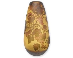 Design Vaas - Cameo gekleurd glas - 3D effect - Grape Vine - Emile Galle - art nouveau - 35,8 cm hoog