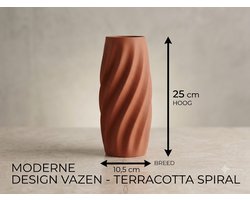 Design Vaas - Japandi Vaas - Organische Spiraal Vaas - Scandinavische Woondecoratie - Woonaccessoire - 25 cm - Terracotta