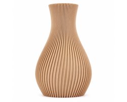 Design Vaas met Organische Vorm-Geribbeld Reliëf-Bruin-Moderne Woondecoratie-Japandi