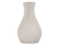 Design Vaas met Organische Vorm-Geribbeld Reliëf-Gebroken Wit-Moderne Woondecoratie-Japandi