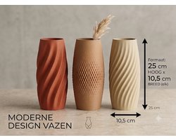 Design Vazen Set van 3 - Japandi Vazen - Scandinavische Woondecoratie - Organische Vazen - Moderne Decoratie - Terracotta, Karamel & Woestijnbruin - 25 cm