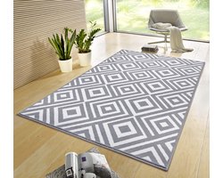 Design vloerkleed ruiten Art - grijs/wit 160x230 cm