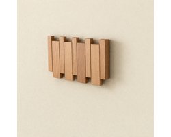 Design Wandkapstok Hout – Inklapbare Piano Kapstok met 4 Haken – Ruimtebesparend – Stijlvolle Kapstok voor Hal en Interieur