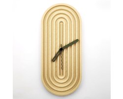 Design wandklok - Klein: 25cm x 11,5cm - Kwarts uurwerk - Eco plastic - Woestijn geel & Mos groen - Klok