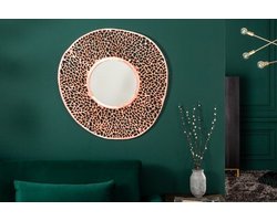 Design wandspiegel ABSTRACT BLAD L 115cm koperen bladpatroon metaal handgemaakt - 41436