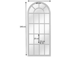 Design wandspiegel CASTILLO 140cm zwart raam in landelijke stijl - 43631