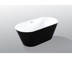 Design WEBO Vrijstaand ligbad - Lina - 180x80x58 cm - Glasvezelversterkt Acryl - Mat Zwart - Inclusief Waste en Overloop