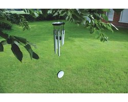 Design windspel - zilver - 1 stuk - metaal - 9 x 9 x 56 cm