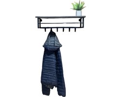 Design85 Kapstok Small Design85 Industriële Kapstok Small – 65×28 cm Wandkapstok met 5 haken & houten plank