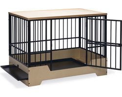 Designed by Lotte Bench Hondenbench Meubel Quirine - Hondenmand - Met lade - Metaal/Hout - XL - 112x73x85 cm