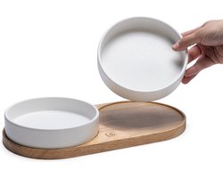 Designed by Lotte Dinerset Lojs - Voerbak Kat - Drinkbak Kat - Keramiek - Wit - 2x 400 ml