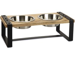 Designed by Lotte Karinto - Dinerset Hond - Hout/metaal - incl. 2 bakjes - 56x28x18cm