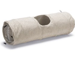 Designed by Lotte Kattentunnel Ribbed - Kattenspeelgoed - Lichtgrijs - 25x25x75 cm