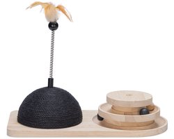 Designed by Lotte Krabbol en Speeltoren Maia - Kattenspeelgoed - Hout - Zwart/Bruin - 50x24,5x38 cm