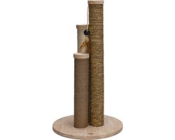Designed by Lotte Krabpaal Willa - Katten krabpaal - 3 palen ineen - Incl speeltje - Hout - 39,5x39,5x70 cm