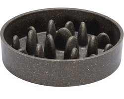 Designed by Lotte Pom Antischrokbak Kat - Slowfeeder kat - Voerbak - Vaatwasserbestendig - Bamboe - Grijs - 410 ml