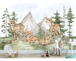 Designed4Kids - Behang kinderkamer - Wandvullend - bosdieren forest baby's - 350 breed x 260 hoog