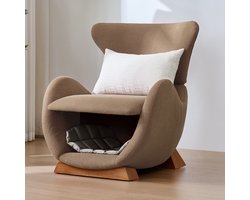 Designer loungestoel met geïntegreerde huisdiergrot - 1-persoons - Grijs - anti-krab stof - ergonomisch - massief houten frame - voor woonkamer en tv-hoek