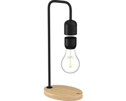 DesignNest Levitating Lamp Zwevende Magnetische Design Tafellamp LED - Eikenhouten Voet - 2700K Warm Wit - Touchbediening - Zwart - 2W