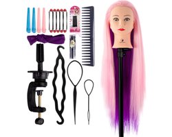 Desire of Goods Oefenhoofd Kappershoofd Paars - met tafelklem - Kappop voor kinderen - Kaphoofd - 70 cm