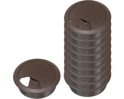 Desk Cable Cover - Set van 10 stuks - Plastic - Kabelgat Afdekkapjes - Donkerbruin - 50 mm - Kantoor - Bureau Accessoires