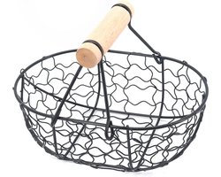 Desktop Draad Eiermanden - Metalen Opbergmand met Handvat - Iron Art Eggs Tray - Brood Mand - Keuken Desktop - Vervoeren en verzamelen van fruitvoedsel - Zwart