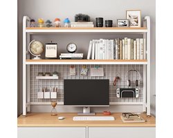 Desktop Organizer - Bureau Rek - Thuis Kantoor - Stevig Metalen Frame - 95cm 3-Tier - Wit