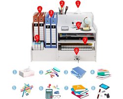 Desktop Organizer met Lade en Pennenhouder - Papieren Organiser voor Kantoor en Bureau
