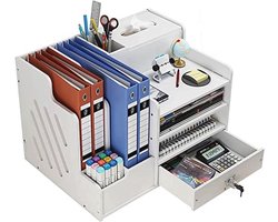 Desktop Organizer met Lade en Pennenhouder - Papieren Organiser voor Kantoor en Bureau