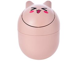 Desktop prullenbak met deksel, mini prullenbak, schattige kat prullenbak, draagbare prullenbak, huishoudelijke schoonmaaktool geschikt voor thuiskantoor, woonkamer, badkamer, keuken