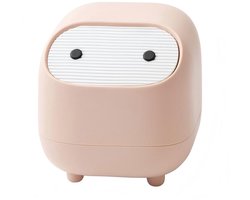 Desktop Trash Can- kleine kantoorbenodigdheden- Huishoudelijke prullenbak met deksel-Auto -afval kan-mini dubbele laag push-down prullenbak blik-mooie bak, slaapkamer bak, huishoudelijk aanrecht-schattige afvalopslagbox （roze）